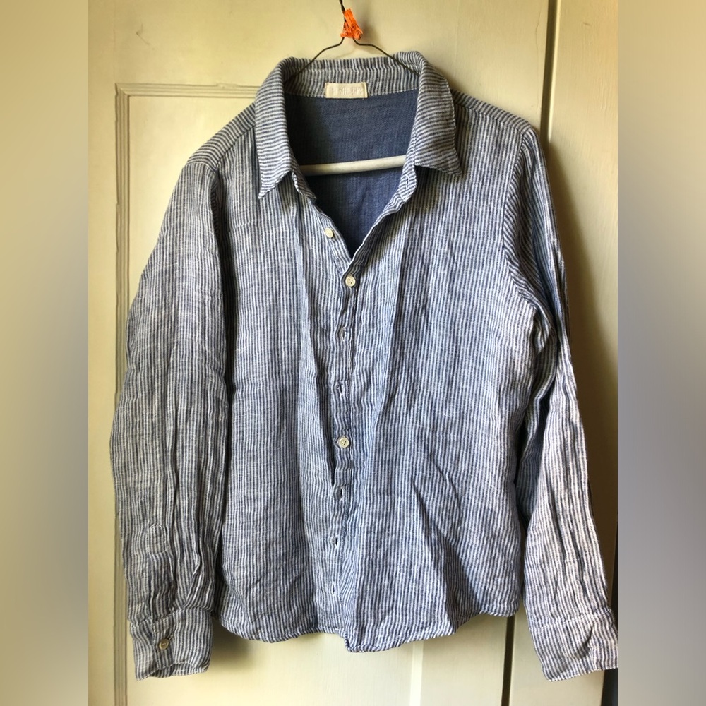CP Shades Blue Pinstripe Blouse